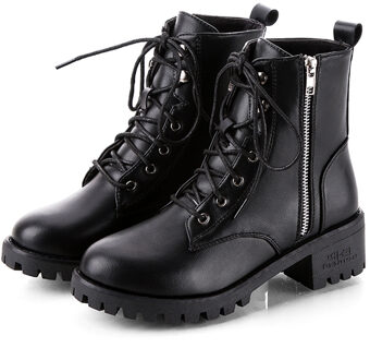 CHAMSGEND Gesp Winter Motorlaarzen Vrouwen Britse Stijl Enkellaars Gothic Punk Lage Hak enkellaars Vrouwen Schoen 37