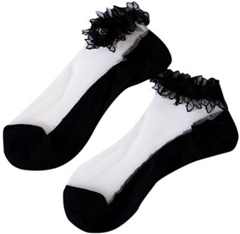 CHAMSGEND Zomer kant kristal transparante sokken ademend comfortabele sokken effen kleur sokken zachte ademende sokken vrouwen wit