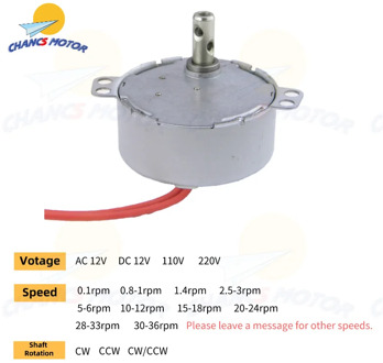 CHANCS TYC-50 Small Synchronous Motor 12V/110V/220V AC 0.8-1RPM 1.4RPM 15-18RPM 30-36RPM 4W Gear Motor For Electric Fireplace