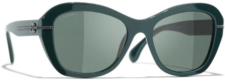 Chanel Iconische zonnebril met uniforme lenzen Chanel , Green , Dames - 53 MM
