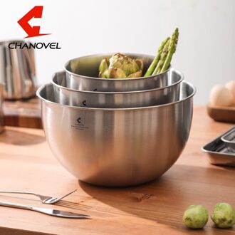 Chanovel 304 Rvs Mengkom Met Deksel Keuken Ei Mixer Salade Kommen Koken Kom Set Bakken Accessoire Met Schaal Basin met lid / 20CM 2500ML