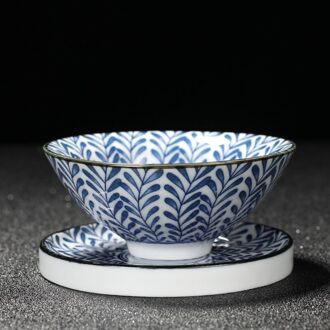 Chanshova 60Ml Traditionele Chinese Stijl Keramische China Blauw En Wit Porselein Thee Kop En Schotel Sets Thee Kom H518 4