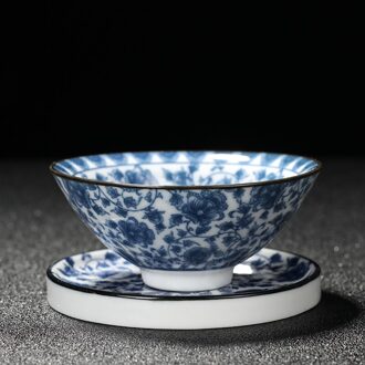 Chanshova 60Ml Traditionele Chinese Stijl Keramische China Blauw En Wit Porselein Thee Kop En Schotel Sets Thee Kom H518