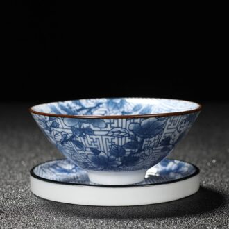 Chanshova 60Ml Traditionele Chinese Stijl Keramische China Blauw En Wit Porselein Thee Kop En Schotel Sets Thee Kom H518