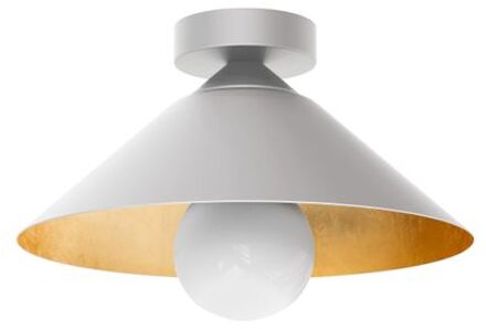 Chapeau Plafondlamp, 1xe27, Metaal, Wit Mat/blad Gouden, D25cm
