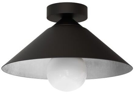 Chapeau Plafondlamp, 1xe27, Metaal, Zwart Mat/blad Zilver, D25cm