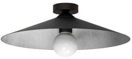 Chapeau Plafondlamp, 1xe27, Metaal, Zwart Mat/blad Zilver, D40cm