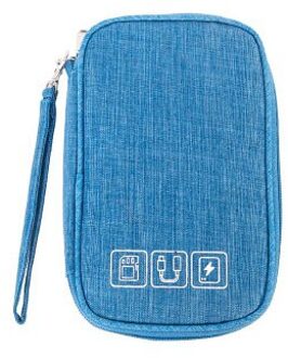 Charger Cable Reizen Accessoires Digitale Zak Schokbestendig Elektronische Power Bank Gadgets Pouch Organizer Oortelefoon Usb Opbergtas blauw