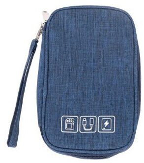 Charger Cable Reizen Accessoires Digitale Zak Schokbestendig Elektronische Power Bank Gadgets Pouch Organizer Oortelefoon Usb Opbergtas diep blauw