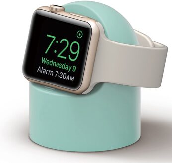 Charger Silicone Stand Voor Apple Horloge Serie 6 Se 5 4 3 2 1 38Mm 42Mm 40Mm 44Mm Kabelmanagement Houder Voor Iwatch 4 3 2 1 munt groen
