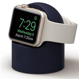 Charger Stand Voor Apple Horloge 7 6 Se 5 4 3 Iwatch 44Mm 45Mm 40Mm 41Mm 42Mm 38Mm Siliconen Night Stand Charger Houder Accessoires donker blauw