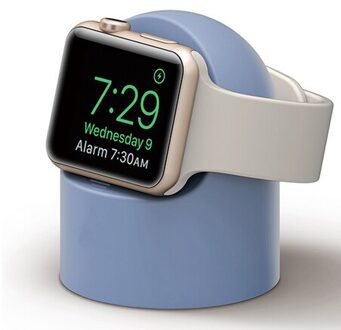 Charger Stand Voor Apple Horloge 7 6 Se 5 4 3 Iwatch 44Mm 45Mm 40Mm 41Mm 42Mm 38Mm Siliconen Night Stand Charger Houder Accessoires licht blauw