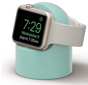 Charger Stand Voor Apple Horloge 7 6 Se 5 4 3 Iwatch 44Mm 45Mm 40Mm 41Mm 42Mm 38Mm Siliconen Night Stand Charger Houder Accessoires munt groen