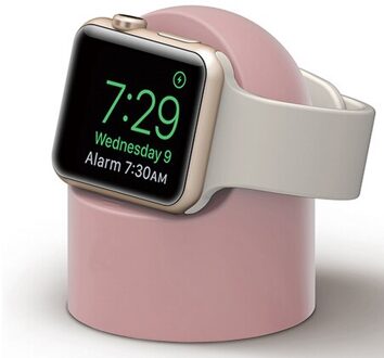 Charger Stand Voor Apple Horloge 7 6 Se 5 4 3 Iwatch 44Mm 45Mm 40Mm 41Mm 42Mm 38Mm Siliconen Night Stand Charger Houder Accessoires roze