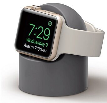 Charger Stand Voor Apple Watch 6 5 4 3 2 Se Iwatch 44Mm 42Mm 40Mm 38Mm Siliconen night Opladen Houder Station Voor Apple Watch grijs
