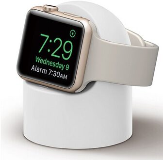 Charger Stand Voor Apple Watch 6 5 4 3 2 Se Iwatch 44Mm 42Mm 40Mm 38Mm Siliconen night Opladen Houder Station Voor Apple Watch wit