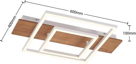 Chariska LED plafondlamp hout wit 60 cm donker hout, wit