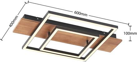 Chariska LED plafondlamp hout zwart 60cm donker hout, zwart