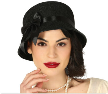 Charleston Flapper Hoedje - deftige dame - zwart - Dames - jaren 20/Twenties thema
