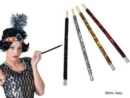 Charleston sigarettenpijpje pailletten Rood - Zalm, Zwart, Zilver - Grijs, Goud - Brons