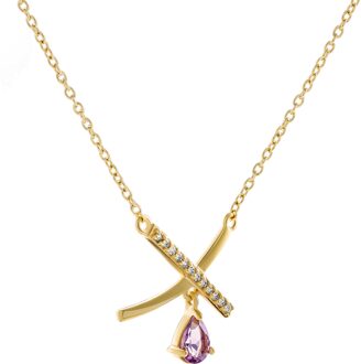 'Charlotte' Dames 925 Sterling Zilveren Halsketting - Goud ZK-7580/A - One Size