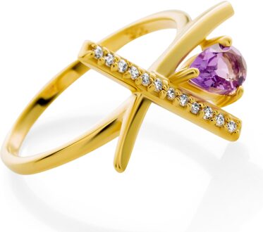 'Charlotte' Dames 925 Sterling Zilveren Ring - Goud ZR-7580/A - R 1/2