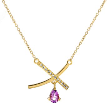 'Charlotte' Dames 925 Sterling Zilveren Set: Ketting + Oorbellen + Ring - Gouden SET-7580/A - N