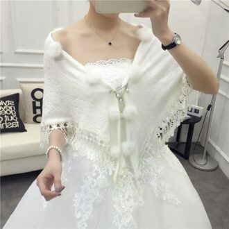 Charm Bridal Shawl Mode Bruids Bruidsmeisje Wit Bont Sjaal Trouwjurk Jas Getrouwd Herfst En Winter