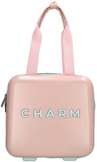 Charm London Beautycase light pink hardcase koffer Roze - H 30 x B 32 x D 18 cm
