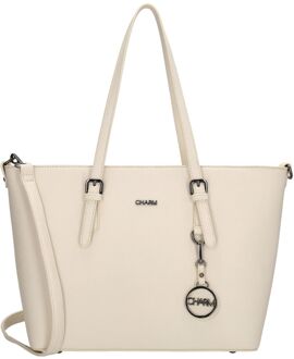Charm London Birmingham Shopper creme schoudertas dames Beige - H 27 x B 41 x D 14 cm