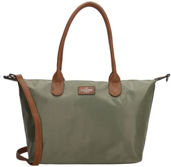 Charm London Buckingham Shopper olijfgroen handtas dames - H 25 x B 42 x D 15 cm