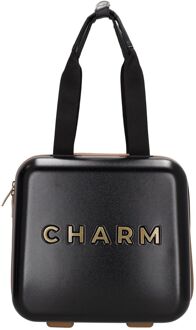 Charm London Capetown Beautycase black hardcase koffer Zwart - H 30 x B 32 x D 18 cm