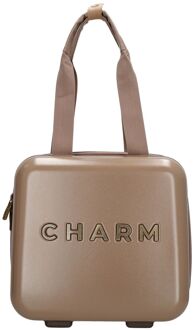 Charm London Capetown Beautycase taupe hardcase koffer - H 30 x B 32 x D 18 cm