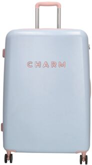Charm London Capetown Trolley L baby blue hardcase koffer lichtgewicht koffer Blauw - H 75 x B 50 x D 28 cm