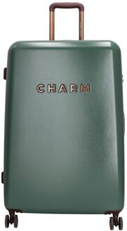 Charm London Capetown Trolley L darkgreen hardcase koffer lichtgewicht koffer Groen - H 75 x B 50 x D 28 cm