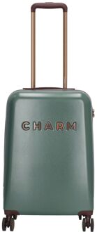 Charm London Capetown Trolley S dark green hardcase koffer lichtgewicht koffer Groen - H 55 x B 35 x D 20 cm