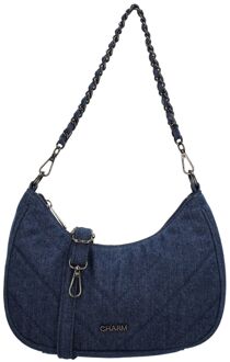 Charm London Hollywood Shoulderbag blue damestas Blauw - H 19 x B 25,50 x D 7,50 cm