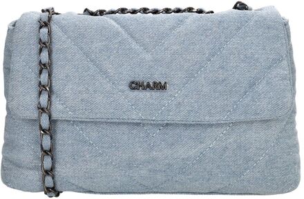 Charm London Hollywood Shoulderbag midblue schoudertas dames Blauw - H 30,50 x B 44 x D 11,50 cm