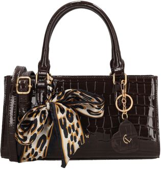Charm London Knightsbridge Handbag darkbrown handtas dames Bruin - H 14 x B 26 x D 7,50 cm