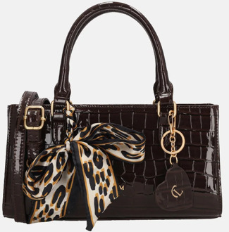 Charm London Knightsbridge Handbag darkbrown handtas dames Bruin - H 14 x B 26 x D 7,50 cm