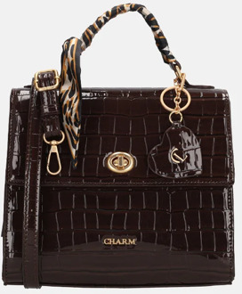 Charm London Knightsbridge Handbag darkbrown handtas dames Bruin - H 20 x B 22,50 x D 10 cm