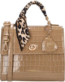 Charm London Knightsbridge Handbag taupe handtas dames - H 20 x B 22,50 x D 10 cm