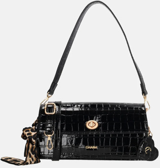 Charm London Knightsbridge Shoulderbag black damestas Zwart - H 12,50 x B 26 x D 7,50 cm