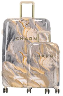 Charm London Marble Trolley Set light grey hardcase koffer Multicolor - H 75 x B 47 x D 27 cm