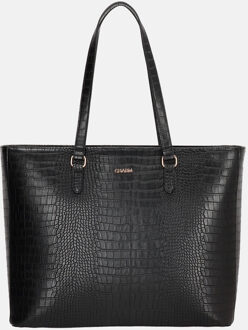 Charm London Midwood Shopper 15.6 inch laptopvak black croco Zwart - H 31.5 x B 45.5 x D 13 cm