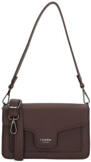 Charm London Monaco Handbag dark brown handtas dames Bruin - H 13 x B 20,50 x D 8 cm