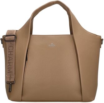 Charm London Mulberry Street Handbag taupe handtas dames - H 26,50 x B 40,50 x D 14 cm