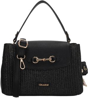 Charm London Santorini Handbag black handtas dames Zwart - H 19 x B 27 x D 10 cm
