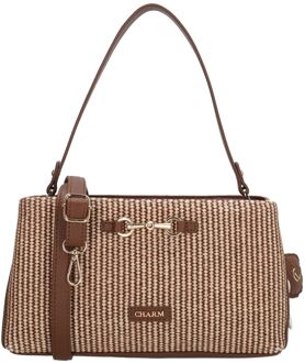 Charm London Santorini Shoulderbag brown damestas Bruin - H 16 x B 31 x D 11 cm