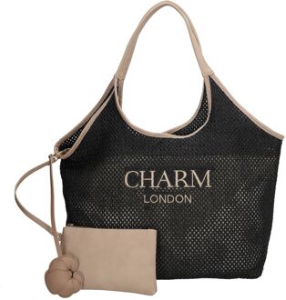 Charm London Shoreditch Shopper black schoudertas dames Zwart - H 46 x B 52 x D 15 cm